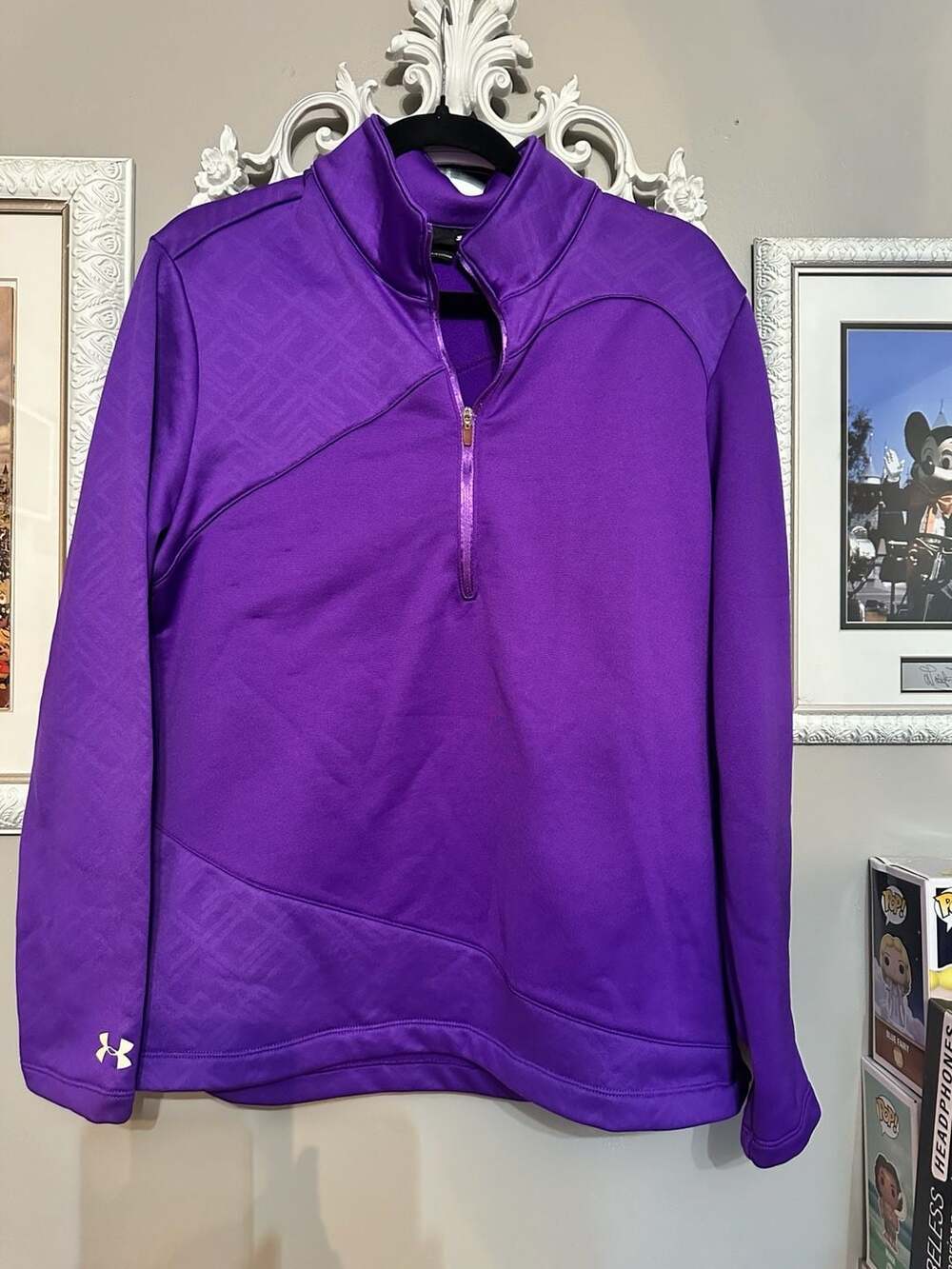 Under Armour Half Zip Pullover Size XL Purple Loose Fit Long Sleeve